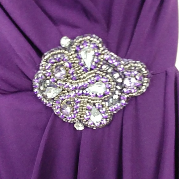 Formal One Shoulder Purple Full Length Dress 10 - Picture 3 of 8